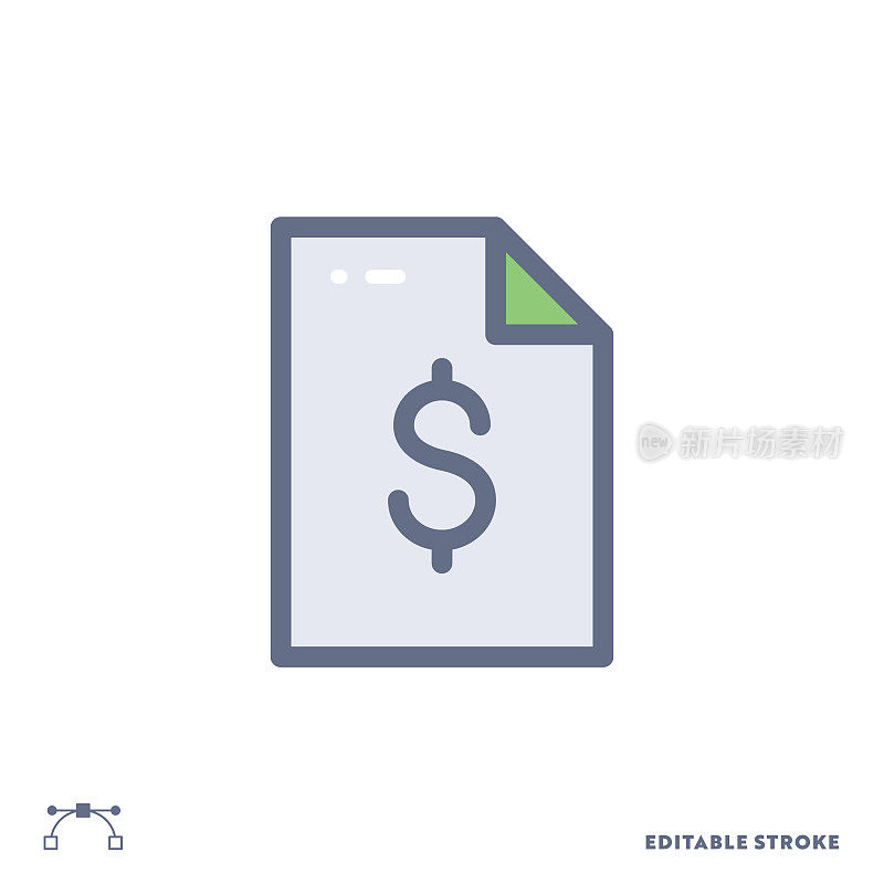 发票颜色平线图标设计与可编辑的笔画。适合网页，手机App, UI, UX和GUI设计。